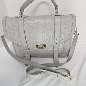 GiGi New York Hayden Satchel Gray Leather Embossed Snake Print purse bag
